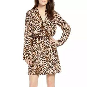 All in Favor Leopard Print Long Sleeve Mini Dress